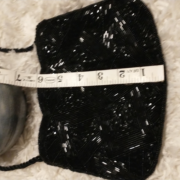 Black Vintage beaded/sequined lined crossbody purse - Picture 5 of 10
